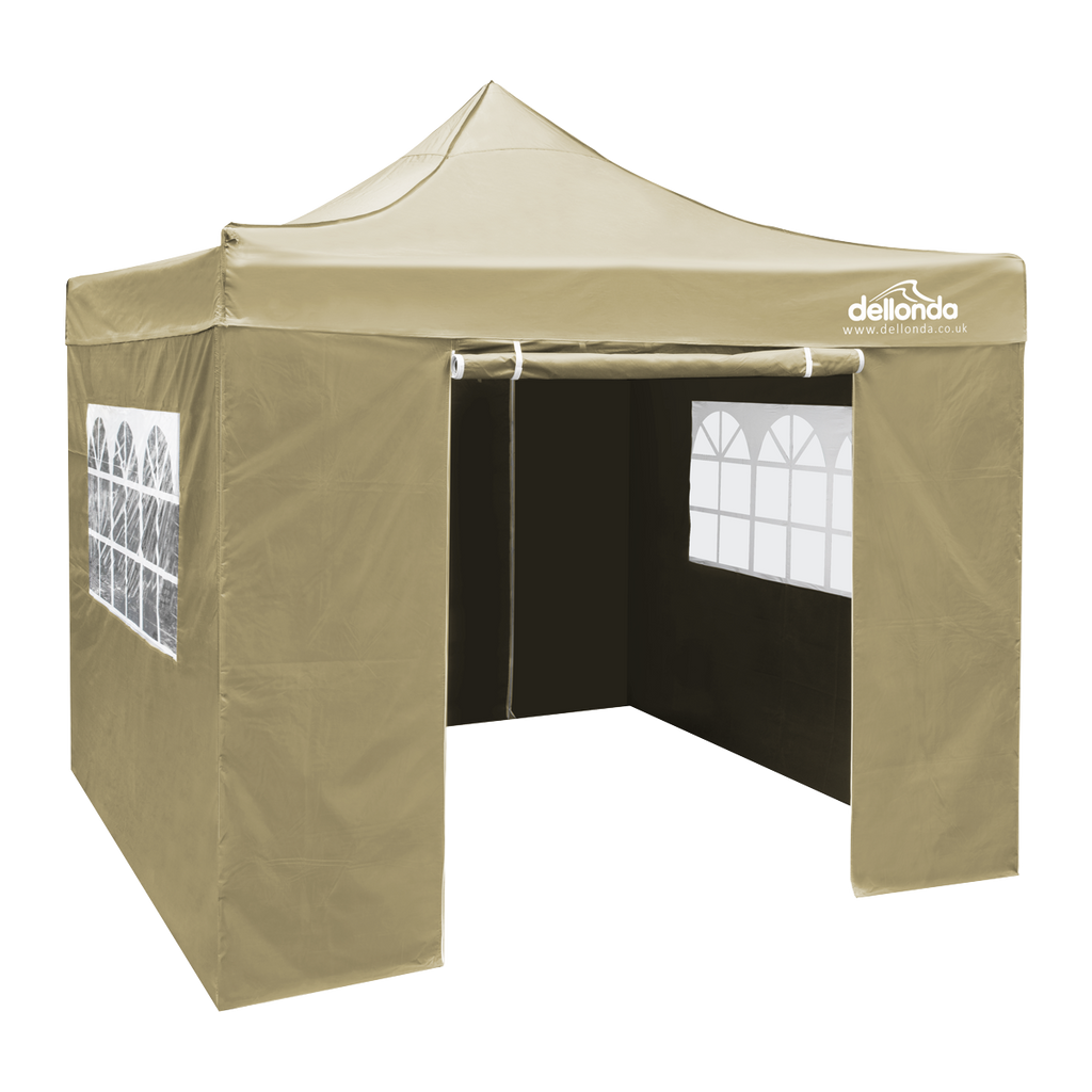 Dellonda Premium Pop-Up Gazebo & Side Walls, Water Resistant, 3x3m, Beige (DG164)