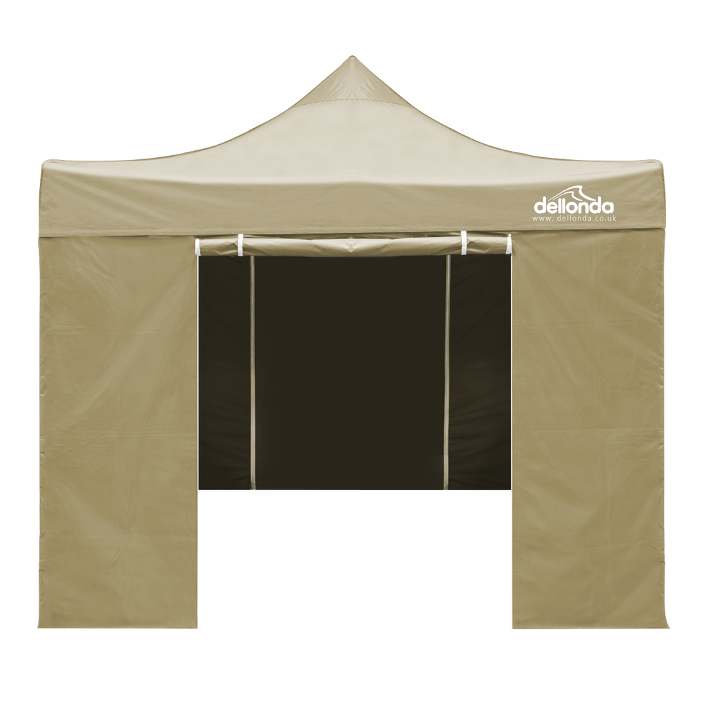 Dellonda Premium Pop-Up Gazebo & Side Walls, Water Resistant, 3x3m, Beige (DG164)