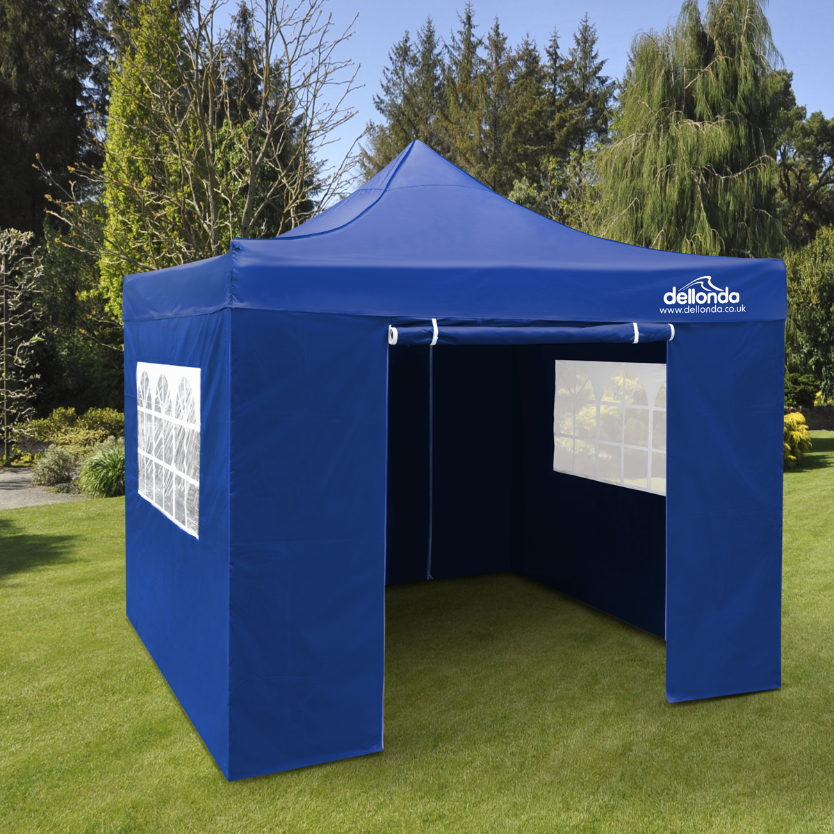 Dellonda Premium Pop-Up Gazebo & Side Walls, Water Resistant, 3x3m, Blue (DG165)