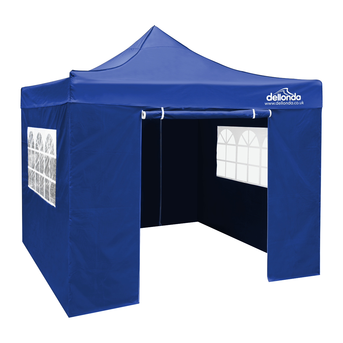 Dellonda Premium 3x3m Pop-Up Gazebo & Side Walls, PVC Coated, Water-Resistant Fabric with Carry Bag, Rope, Stakes & Weight Bags - Blue