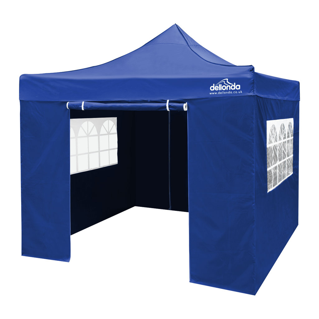 Dellonda Premium Pop-Up Gazebo & Side Walls, Water Resistant, 3x3m, Blue (DG165)