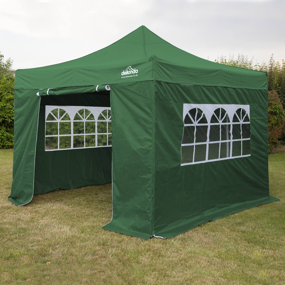 Dellonda Premium Pop-Up Gazebo & Side Walls, Water Resistant, 3x3m, Green (DG166)