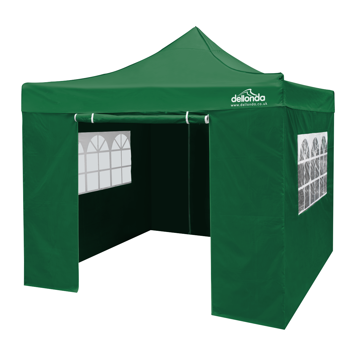 Dellonda Premium 3x3m Pop-Up Gazebo & Side Walls, PVC Coated, Water-Resistant Fabric with Carry Bag, Rope, Stakes & Weight Bags - Green
