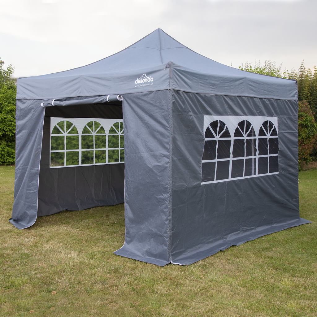 Dellonda Premium Pop-Up Gazebo & Side Walls, Water Resistant, 3x3m, Grey (DG167)