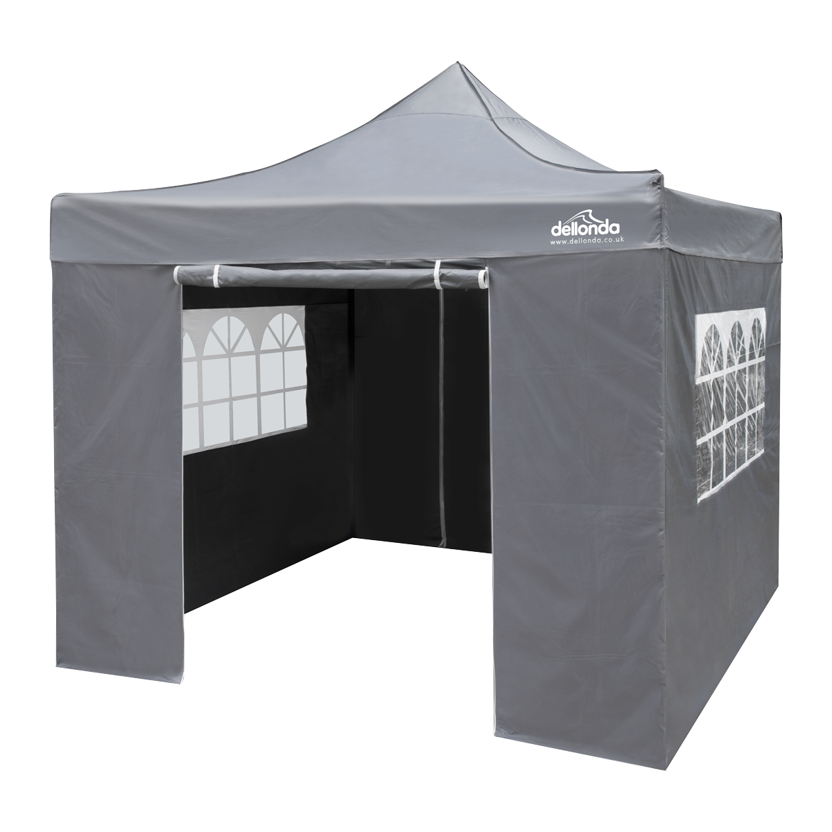 Dellonda Premium 3x3m Pop-Up Gazebo & Side Walls, PVC Coated, Water-Resistant Fabric with Carry Bag, Rope, Stakes & Weight Bags - Grey