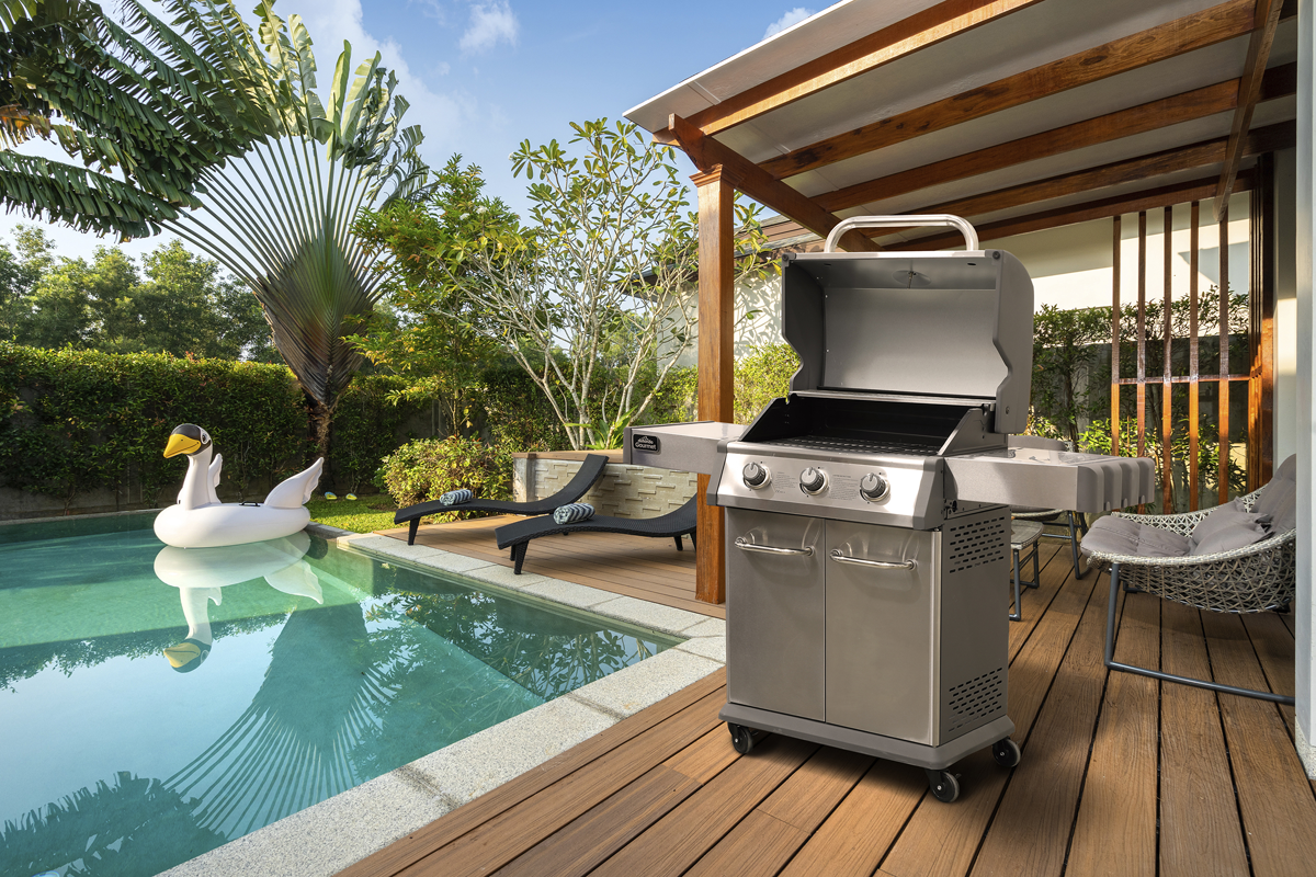 Dellonda DG16 3 Burner Deluxe Gas BBQ Grill with Piezo Ignition & Thermometer, Stainless Steel