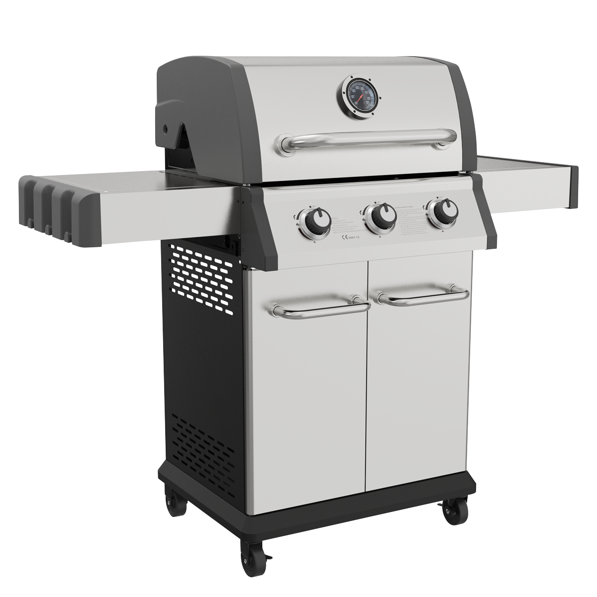 Dellonda 3 Burner Deluxe Gas BBQ Grill with Piezo Ignition & Thermometer - Stainless Steel