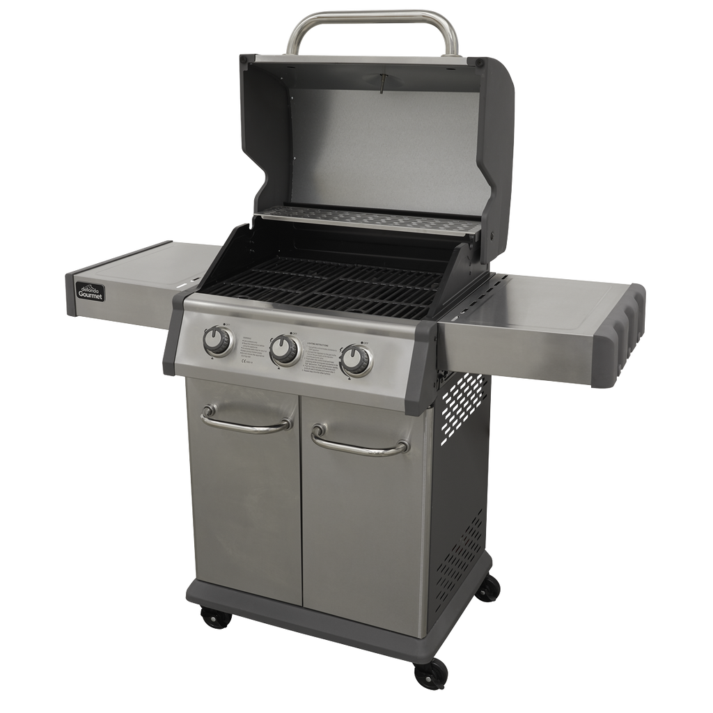 Dellonda DG16 3 Burner Deluxe Gas BBQ Grill with Piezo Ignition & Thermometer, Stainless Steel