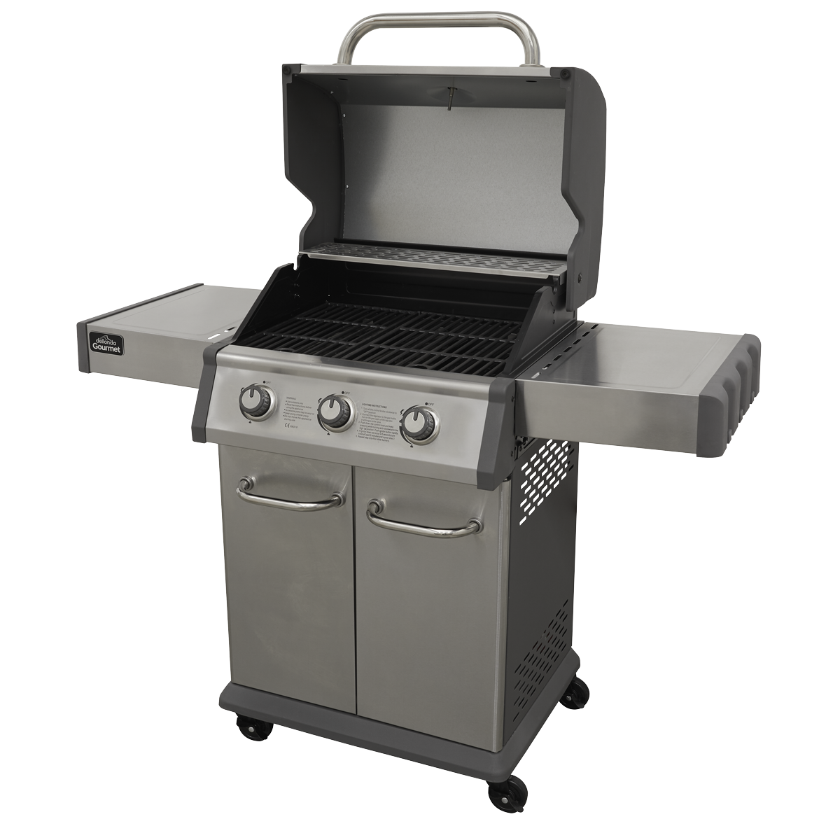 Dellonda DG16 3 Burner Deluxe Gas BBQ Grill with Piezo Ignition & Thermometer, Stainless Steel
