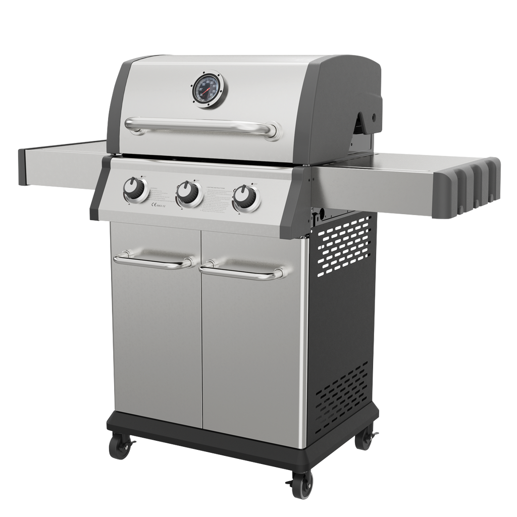 Dellonda DG16 3 Burner Deluxe Gas BBQ Grill with Piezo Ignition & Thermometer, Stainless Steel