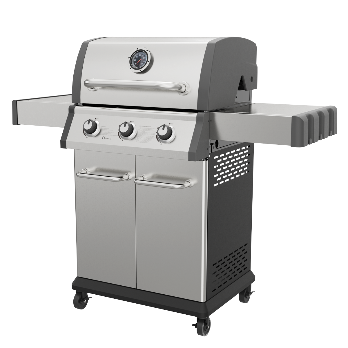 Dellonda 3 Burner Deluxe Gas BBQ Grill with Piezo Ignition & Thermometer - Stainless Steel