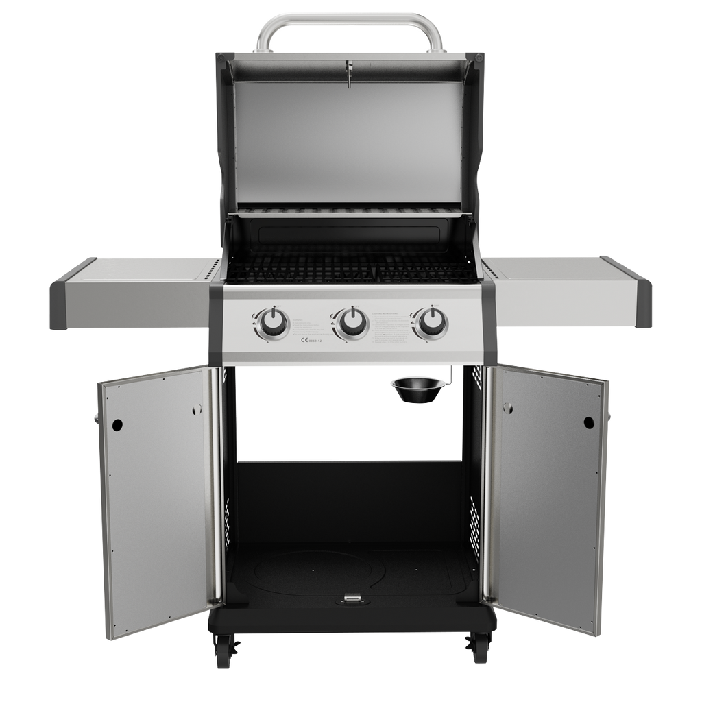 Dellonda DG16 3 Burner Deluxe Gas BBQ Grill with Piezo Ignition & Thermometer, Stainless Steel