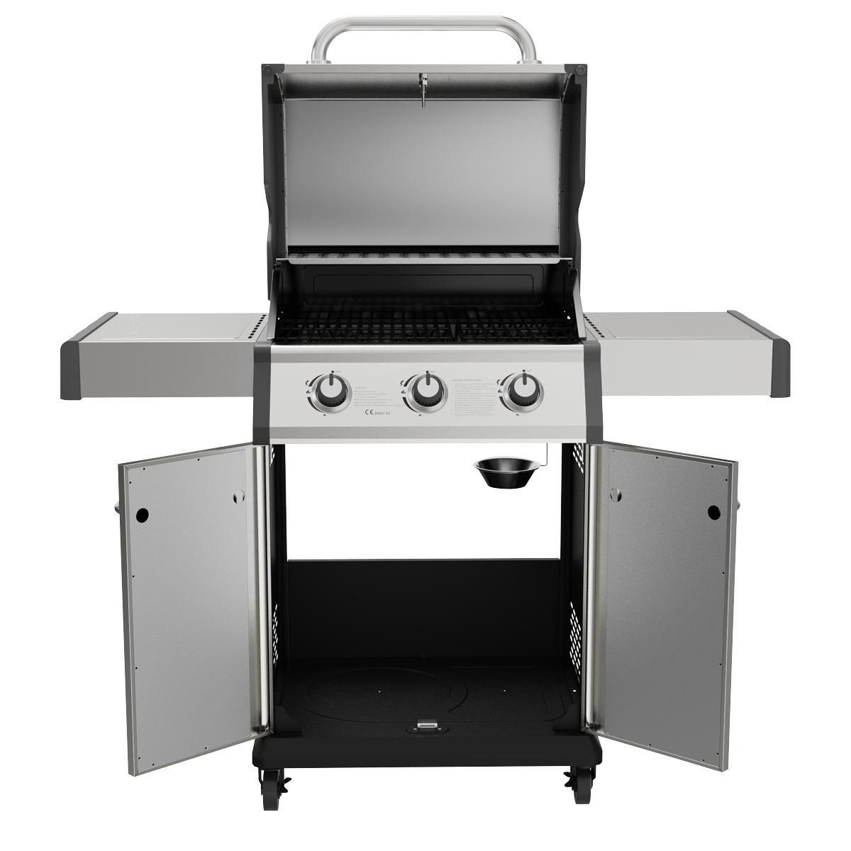 Dellonda DG16 3 Burner Deluxe Gas BBQ Grill with Piezo Ignition & Thermometer, Stainless Steel