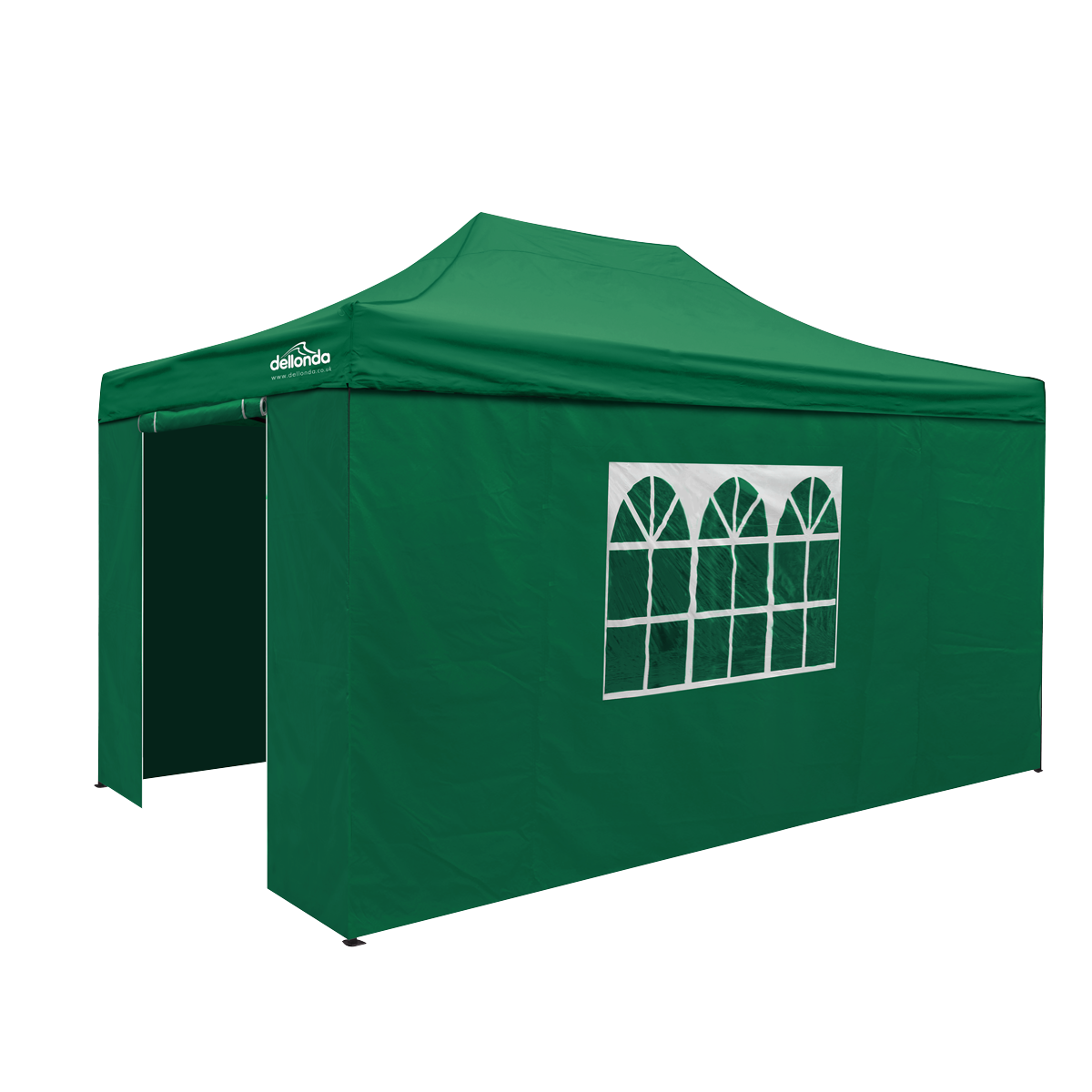 Dellonda Premium 3x4.5m Pop-Up Gazebo & Side Walls, PVC Coated, Water-Resistant Fabric with Carry Bag, Rope, Stakes & Weight Bags - Green