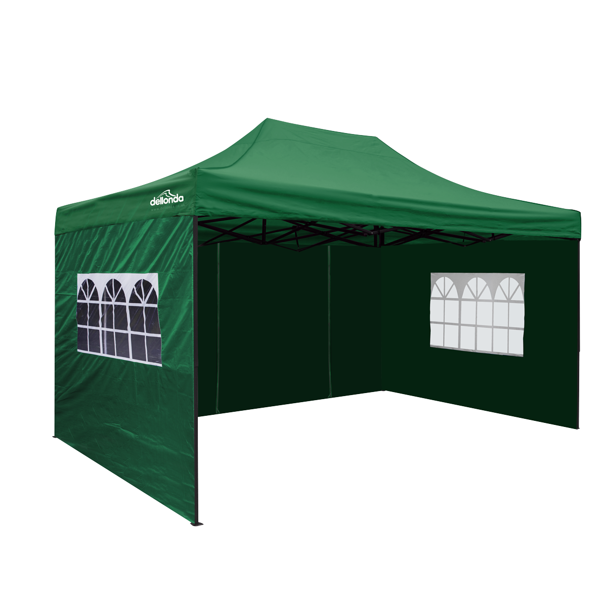 Dellonda Premium 3x4.5m Pop-Up Gazebo & Side Walls, PVC Coated, Water-Resistant Fabric with Carry Bag, Rope, Stakes & Weight Bags - Green