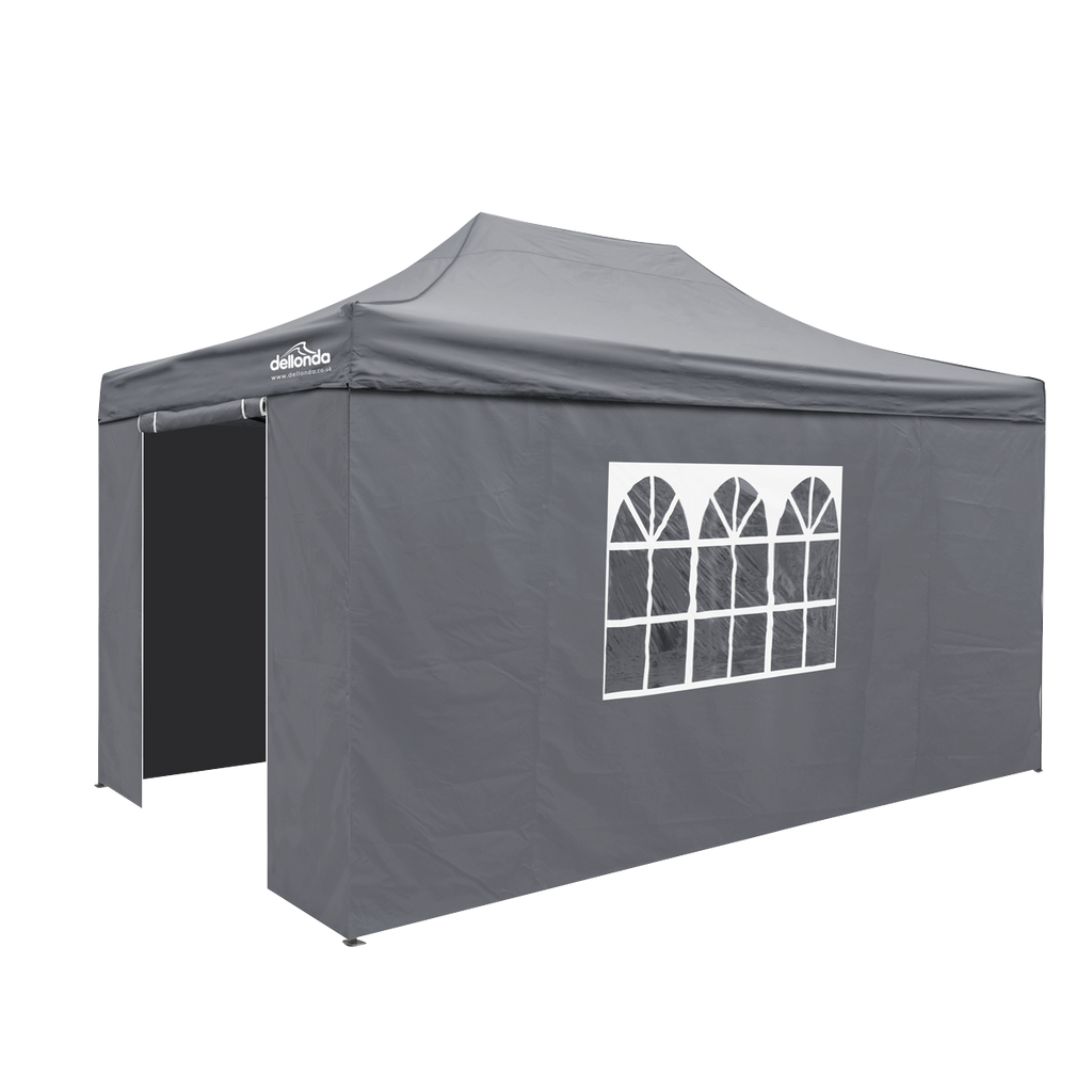 Dellonda Premium Pop-Up Gazebo & Side Walls, Water Resistant, 3x4.5m, Grey (DG171)