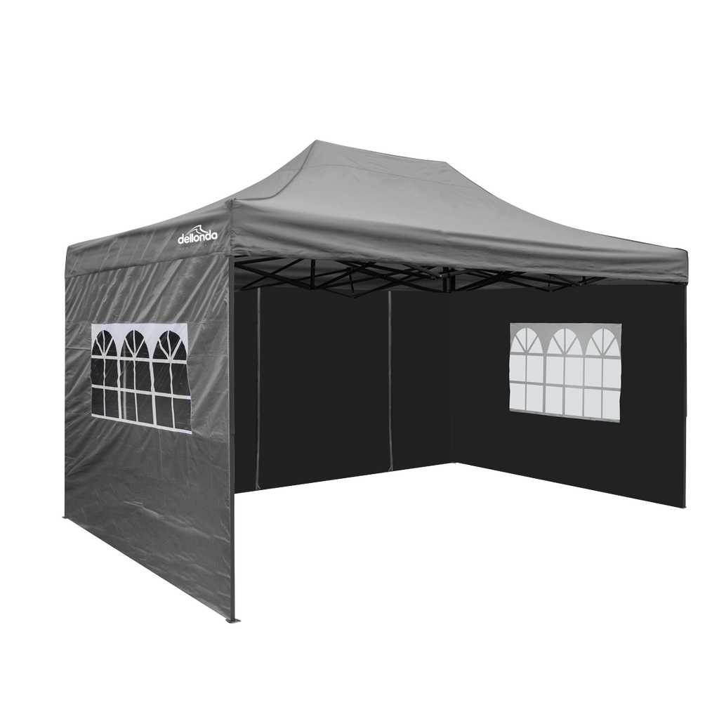 Dellonda Premium Pop-Up Gazebo & Side Walls, Water Resistant, 3x4.5m, Grey (DG171)