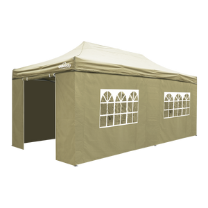 Dellonda DG172 Premium Pop-Up Gazebo & Side Walls, 3m x 6m, Beige