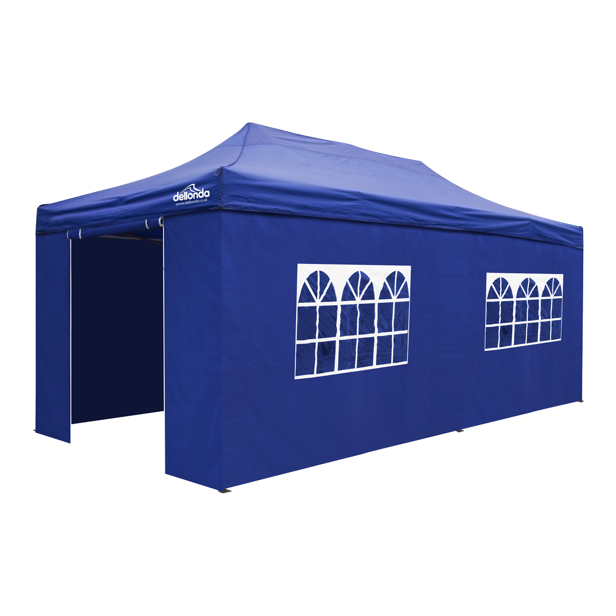 Dellonda DG172 Premium Pop-Up Gazebo & Side Walls, 3m x 6m, Blue