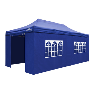 Dellonda DG172 Premium Pop-Up Gazebo & Side Walls, 3m x 6m, Blue