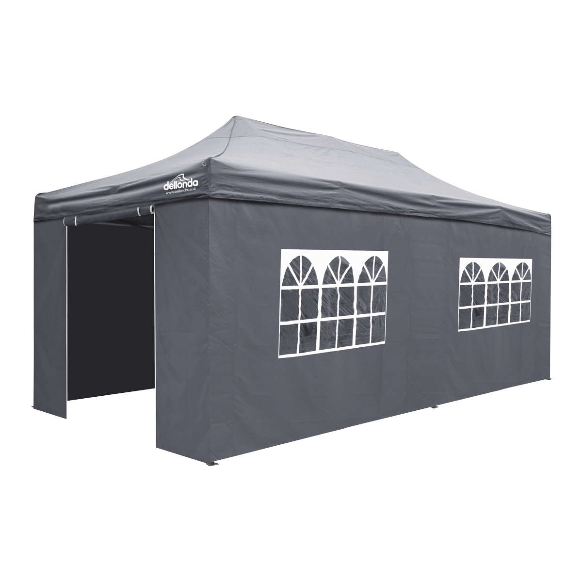 Dellonda DG175 Premium Pop-Up Gazebo & Side Walls, 3m x 6m, Grey