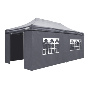 Dellonda DG175 Premium Pop-Up Gazebo & Side Walls, 3m x 6m, Grey