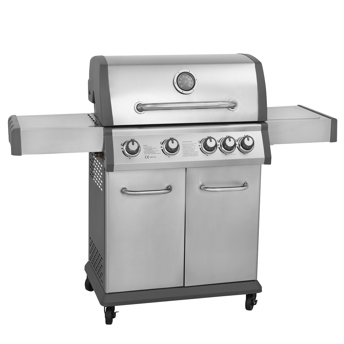 Dellonda 4+1 Burner Deluxe Gas BBQ Grill with Piezo Ignition & Thermometer - Stainless Steel