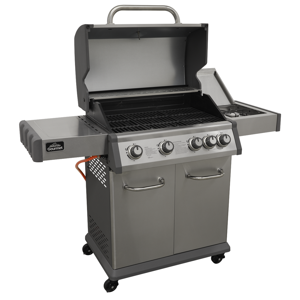 Dellonda 4+1 Burner Deluxe Gas BBQ Grill with Piezo Ignition & Thermometer - Stainless Steel