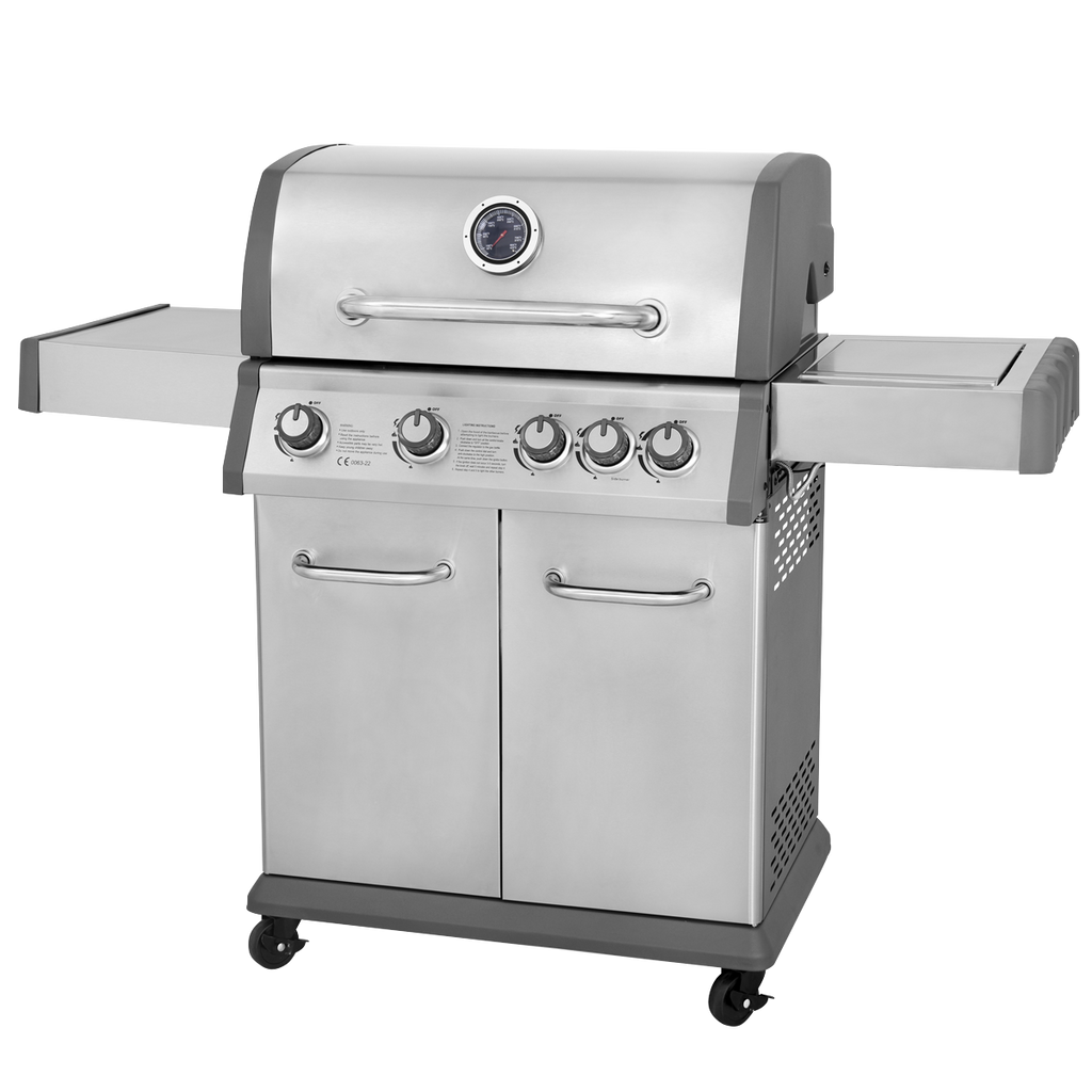 Dellonda 4+1 Burner Deluxe Gas BBQ Grill with Piezo Ignition & Thermometer - Stainless Steel