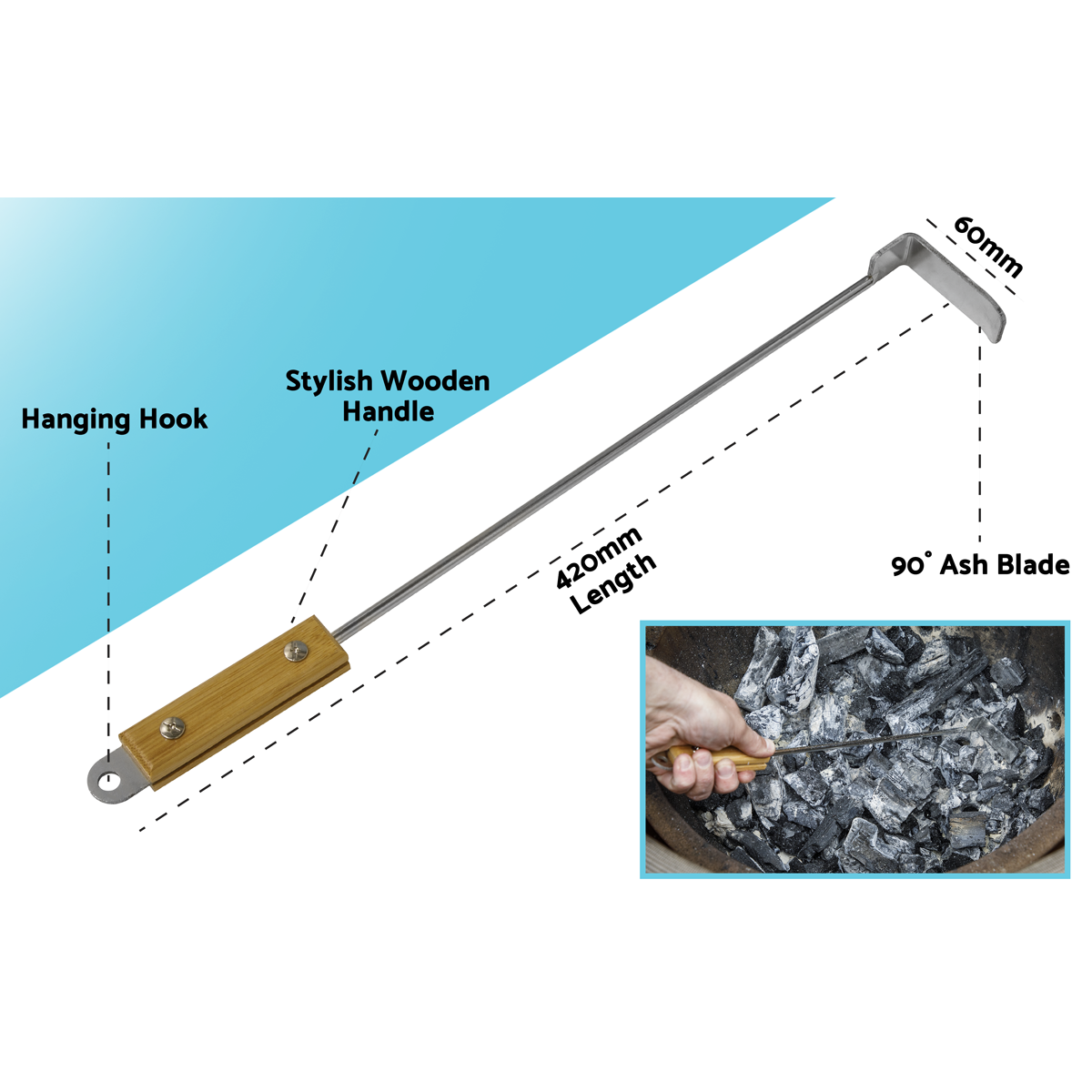 Dellonda Ash Scraper Tool for Kamado BBQs (DG180)