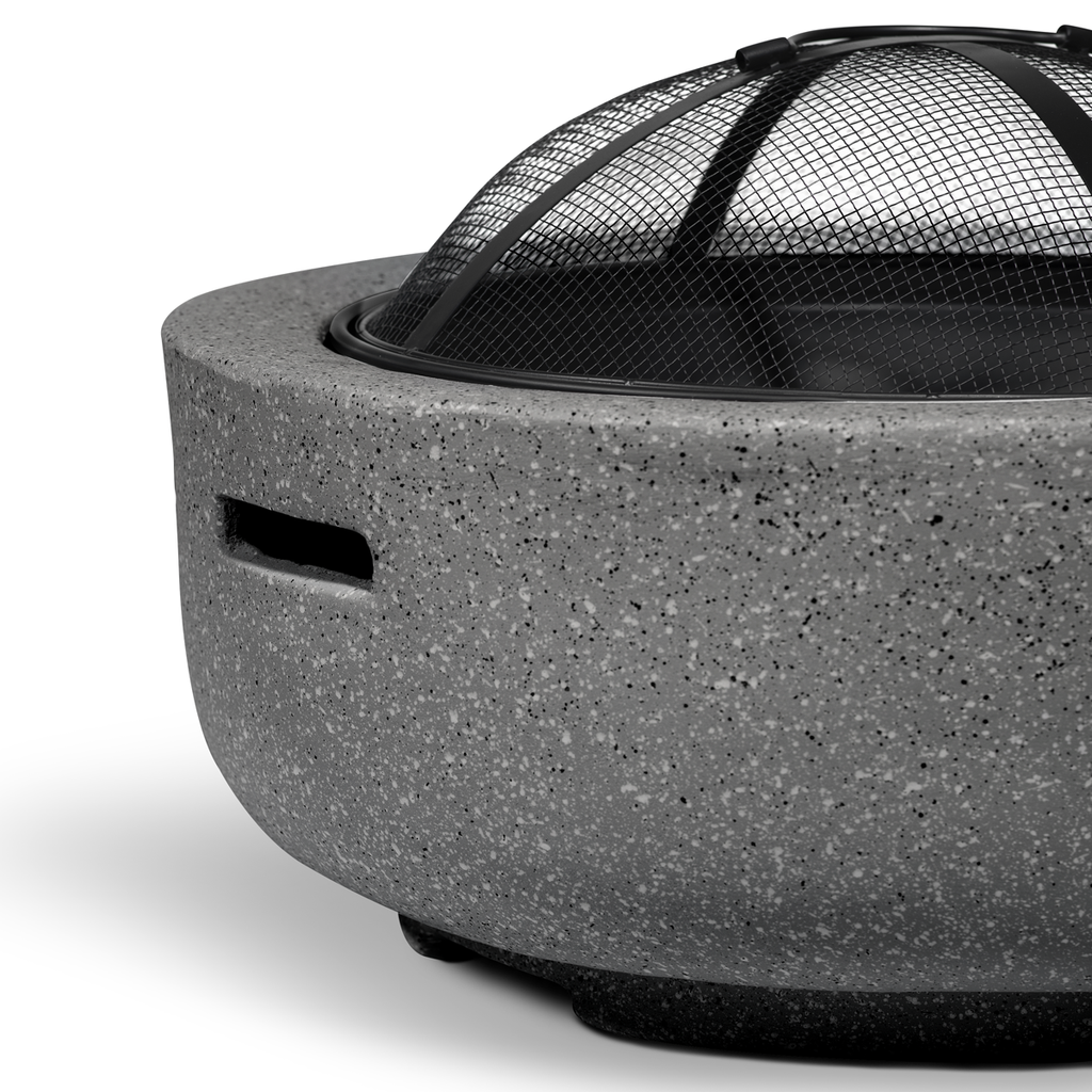 Dellonda Round MgO Fire Pit with BBQ Grill, Ø60cm, Dark Grey (DG189) (Factory Refurbished A)