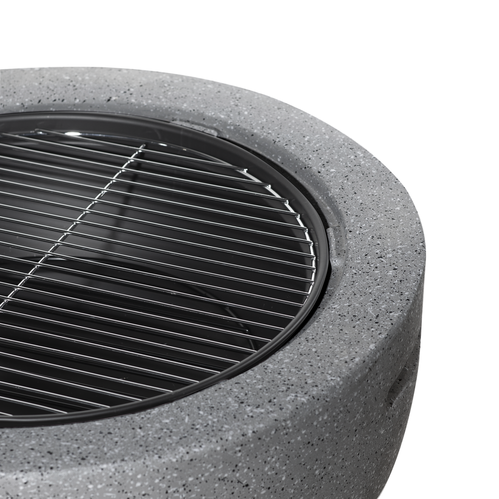 Dellonda Round MgO Fire Pit with BBQ Grill, Ø60cm, Dark Grey (DG189) (Factory Refurbished A)