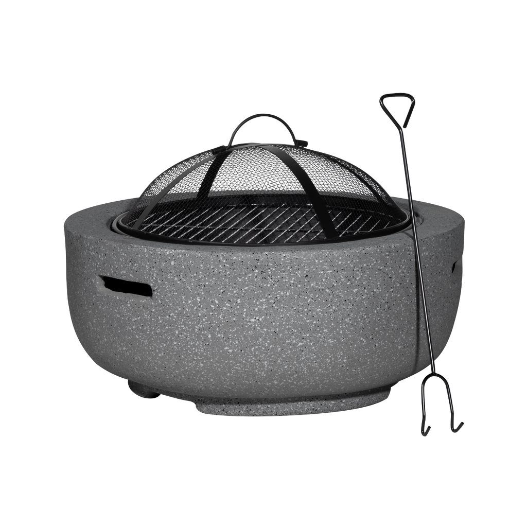 Dellonda Round MgO Fire Pit with BBQ Grill, Ø60cm, Dark Grey (DG189) (Factory Refurbished A)