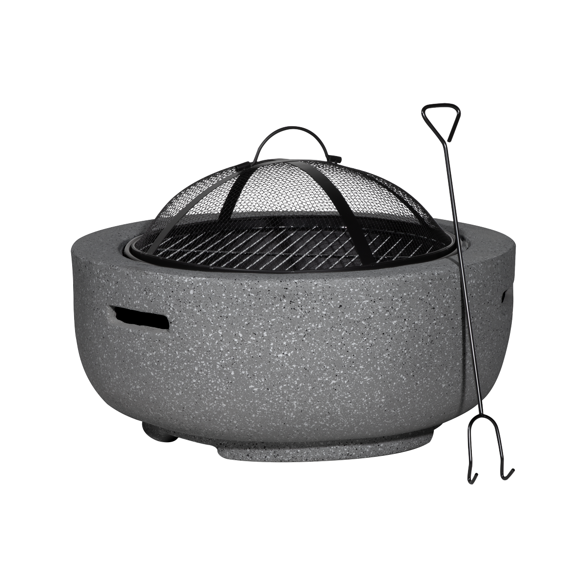 Dellonda Round MgO Fire Pit with BBQ Grill, Ø60cm, Dark Grey (DG189) (Factory Refurbished A)