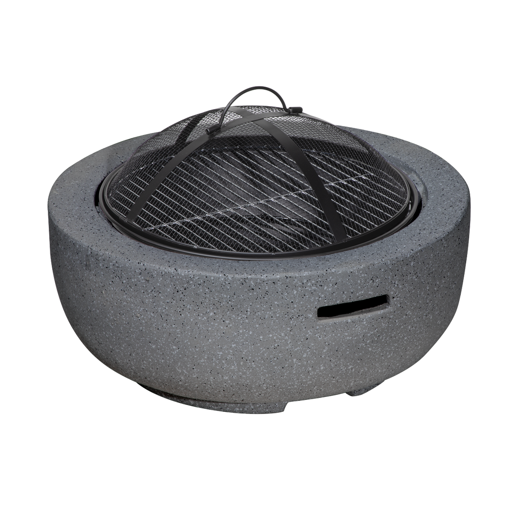 Dellonda Round MgO Fire Pit with BBQ Grill, Ø60cm, Dark Grey (DG189) (Factory Refurbished A)