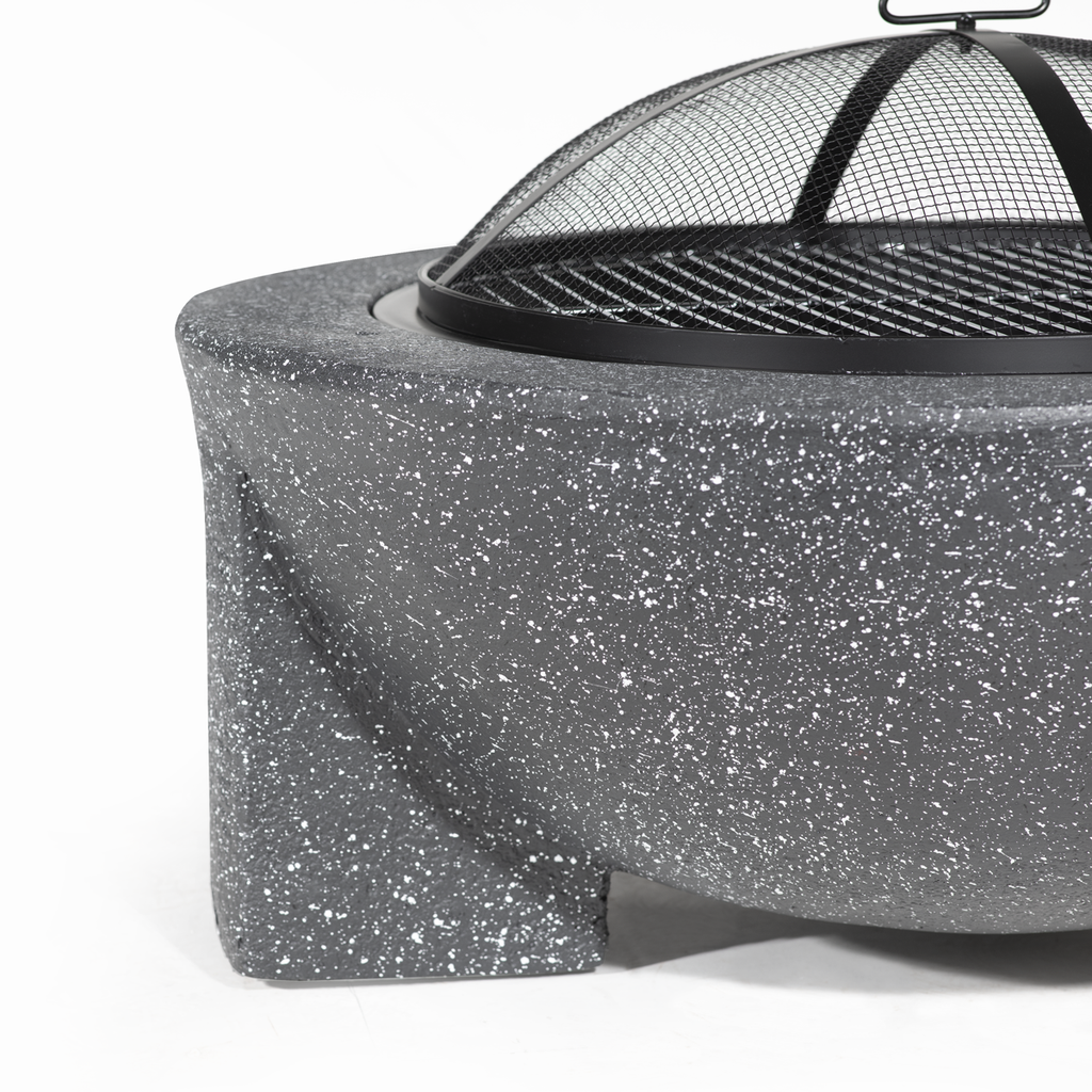 Dellonda Round MgO Fire Pit with BBQ Grill, Ø75cm, Dark Grey (DG191) (Factory Refurbished A)