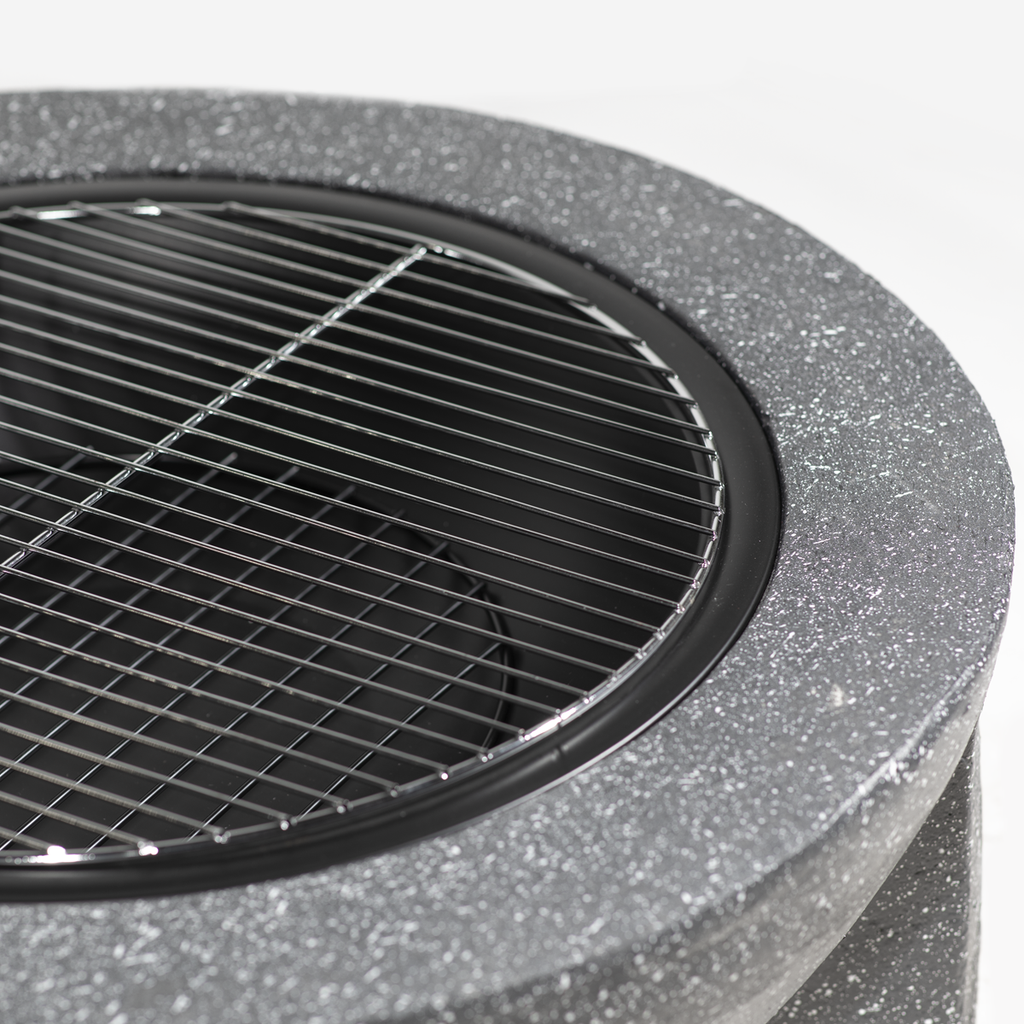 Dellonda Round MgO Fire Pit with BBQ Grill, Ø75cm, Dark Grey (DG191) (Factory Refurbished A)