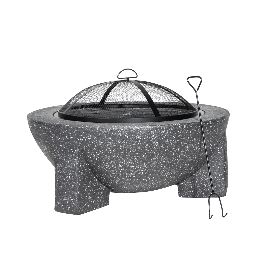 Dellonda Round MgO Fire Pit with BBQ Grill, Ø75cm, Dark Grey (DG191) (Factory Refurbished A)