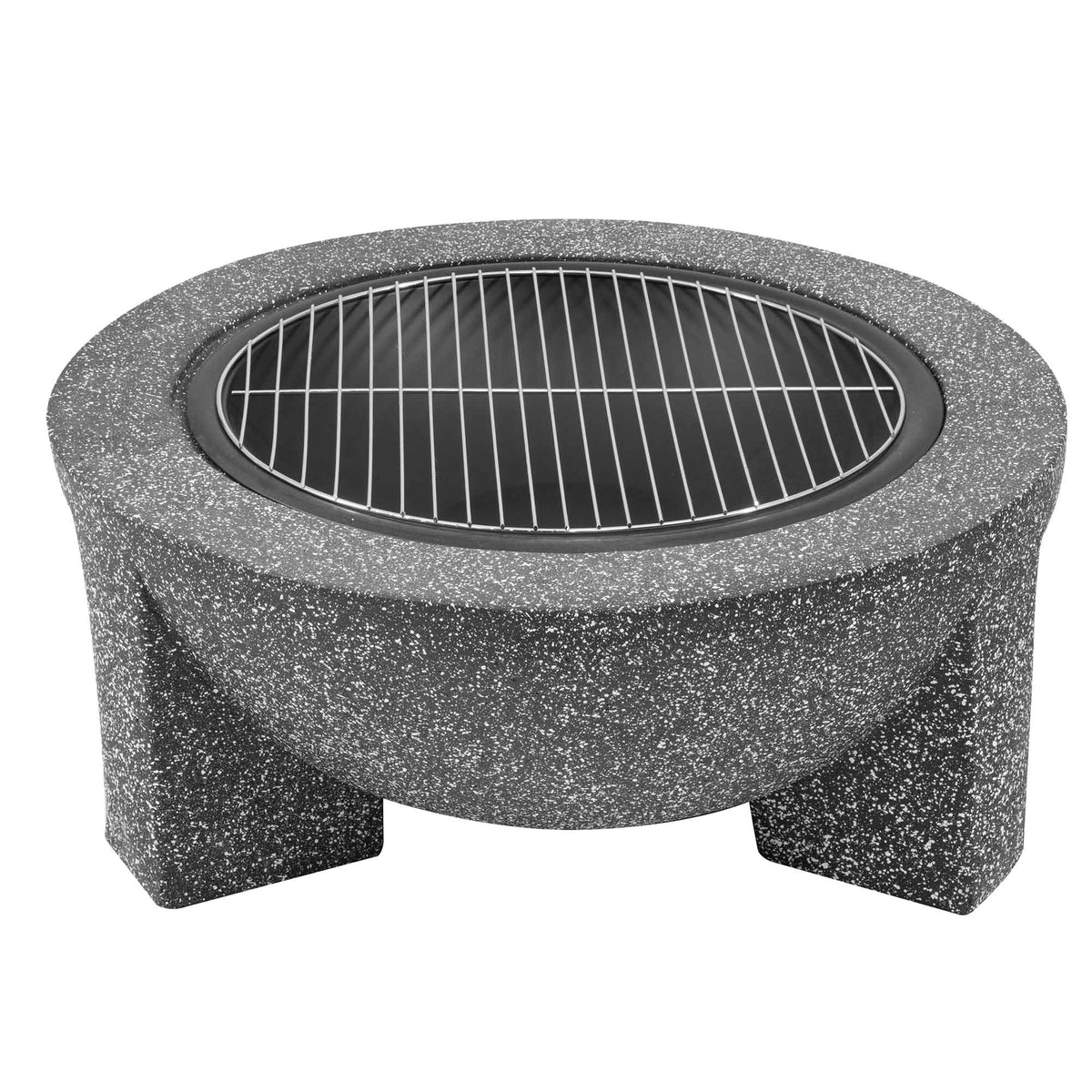 Dellonda Round MgO Fire Pit with BBQ Grill, Ø75cm, Dark Grey (DG191) (Factory Refurbished A)
