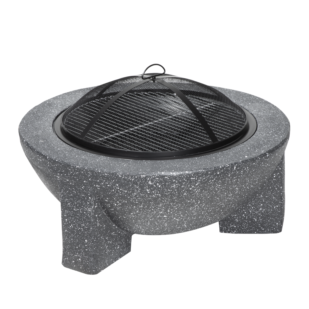 Dellonda Round MgO Fire Pit with BBQ Grill, Ø75cm, Dark Grey (DG191) (Factory Refurbished A)