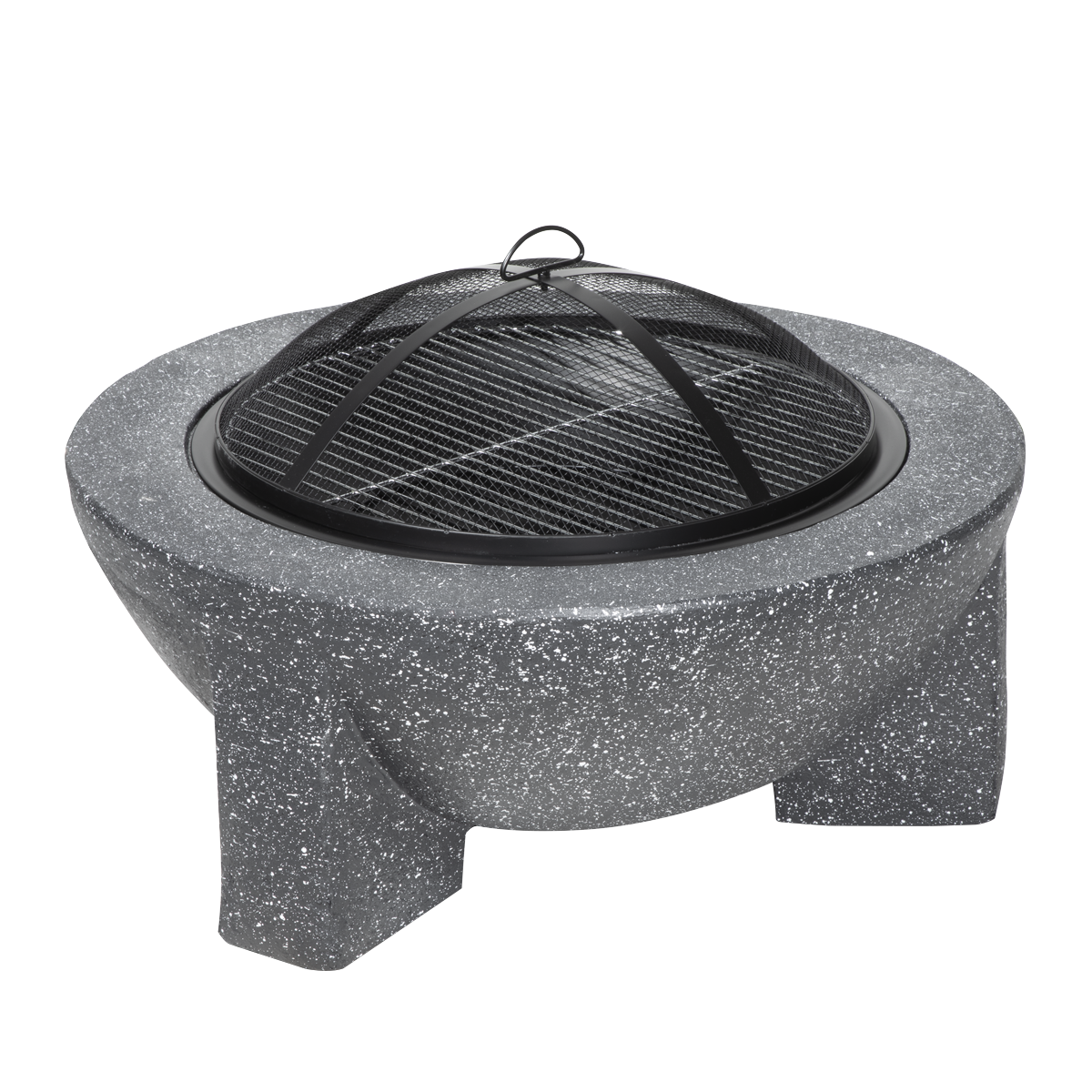 Dellonda Round MgO Fire Pit with BBQ Grill, Ø75cm, Dark Grey (DG191) (Factory Refurbished A)