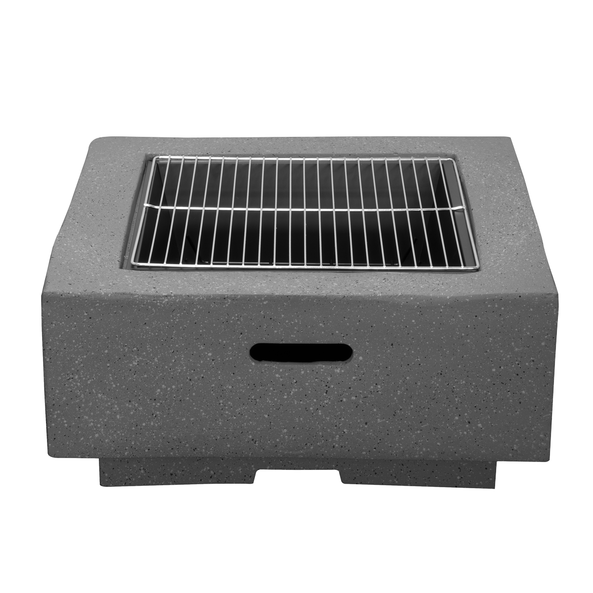Dellonda Square MgO Fire Pit with BBQ Grill, Safety Mesh Screen - Dark Grey