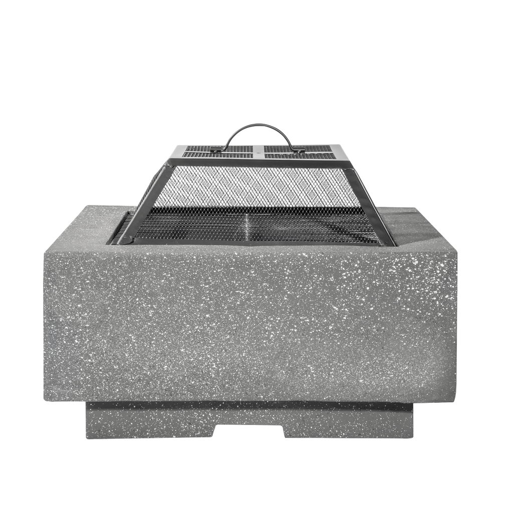 Dellonda Square MgO Fire Pit with BBQ Grill 64cm, Dark Grey (DG193)
