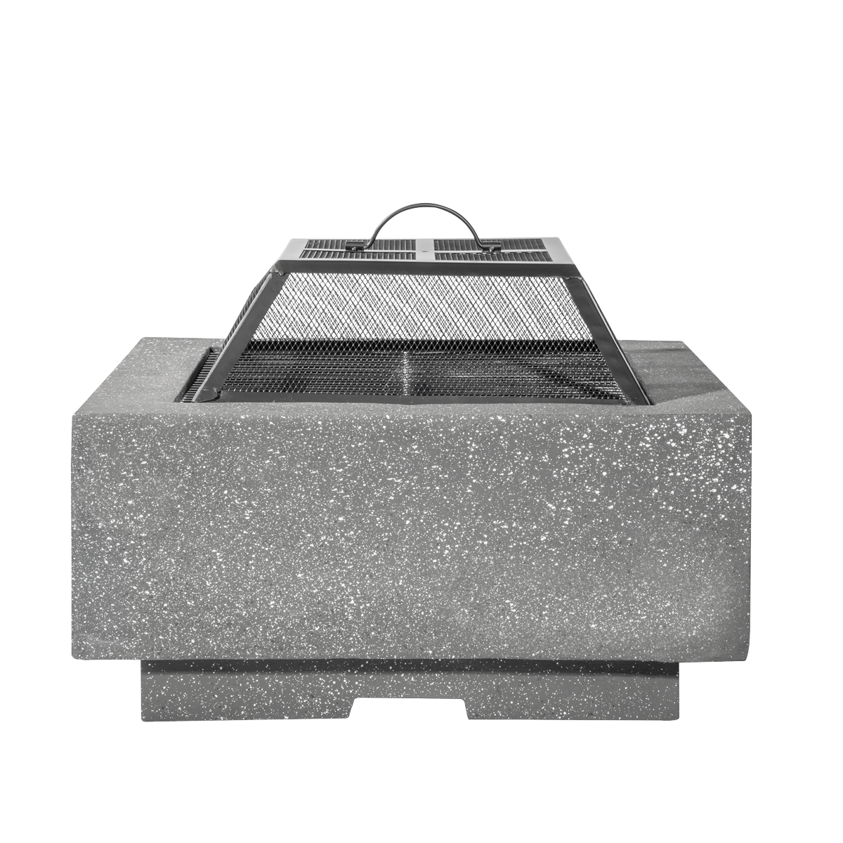 Dellonda Square MgO Fire Pit with BBQ Grill 64cm, Dark Grey (DG193)