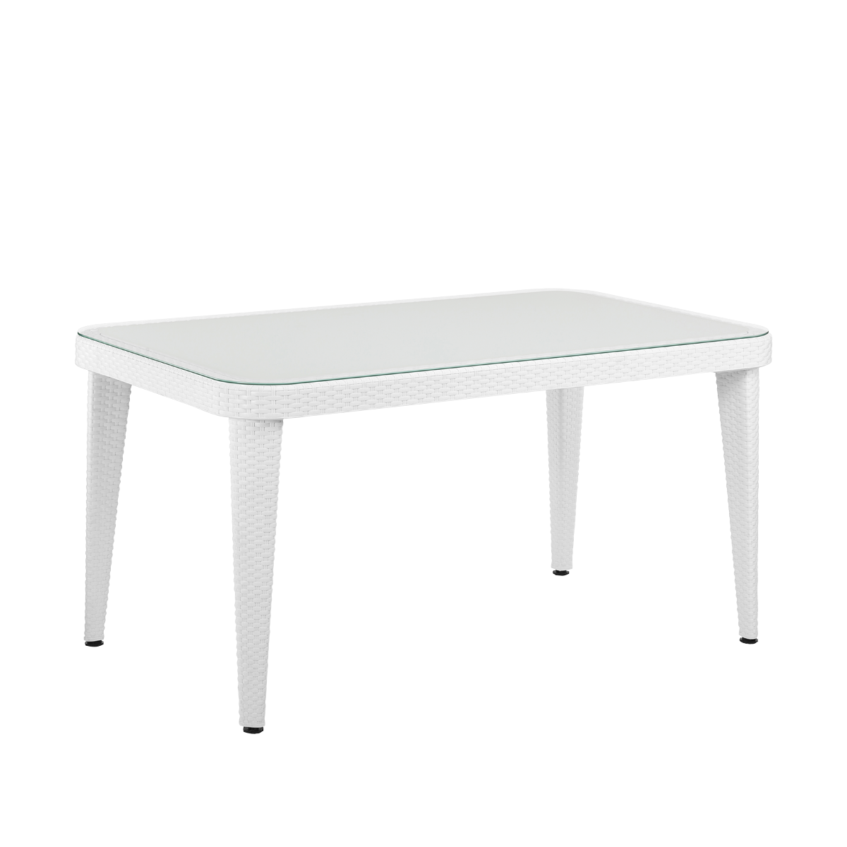 Dellonda Weather-Resistant Polypropylene/Fibreglass Dining Table with Tempered Glass Top - Ivory White