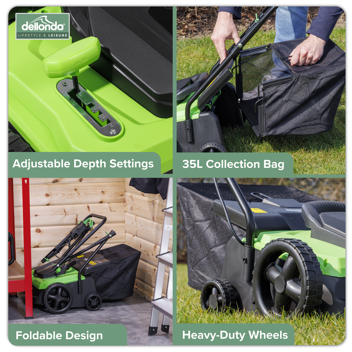Dellonda Electric 2-in-1 Scarifier & Rake 36cm, 1500W (DG216)