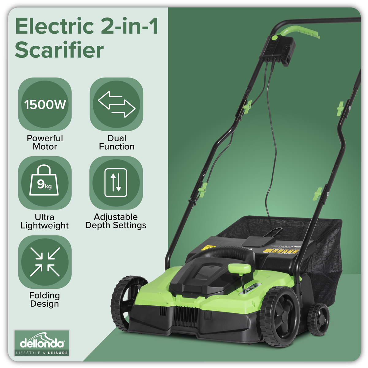 Dellonda Electric 2-in-1 Scarifier & Rake 36cm, 1500W (DG216)