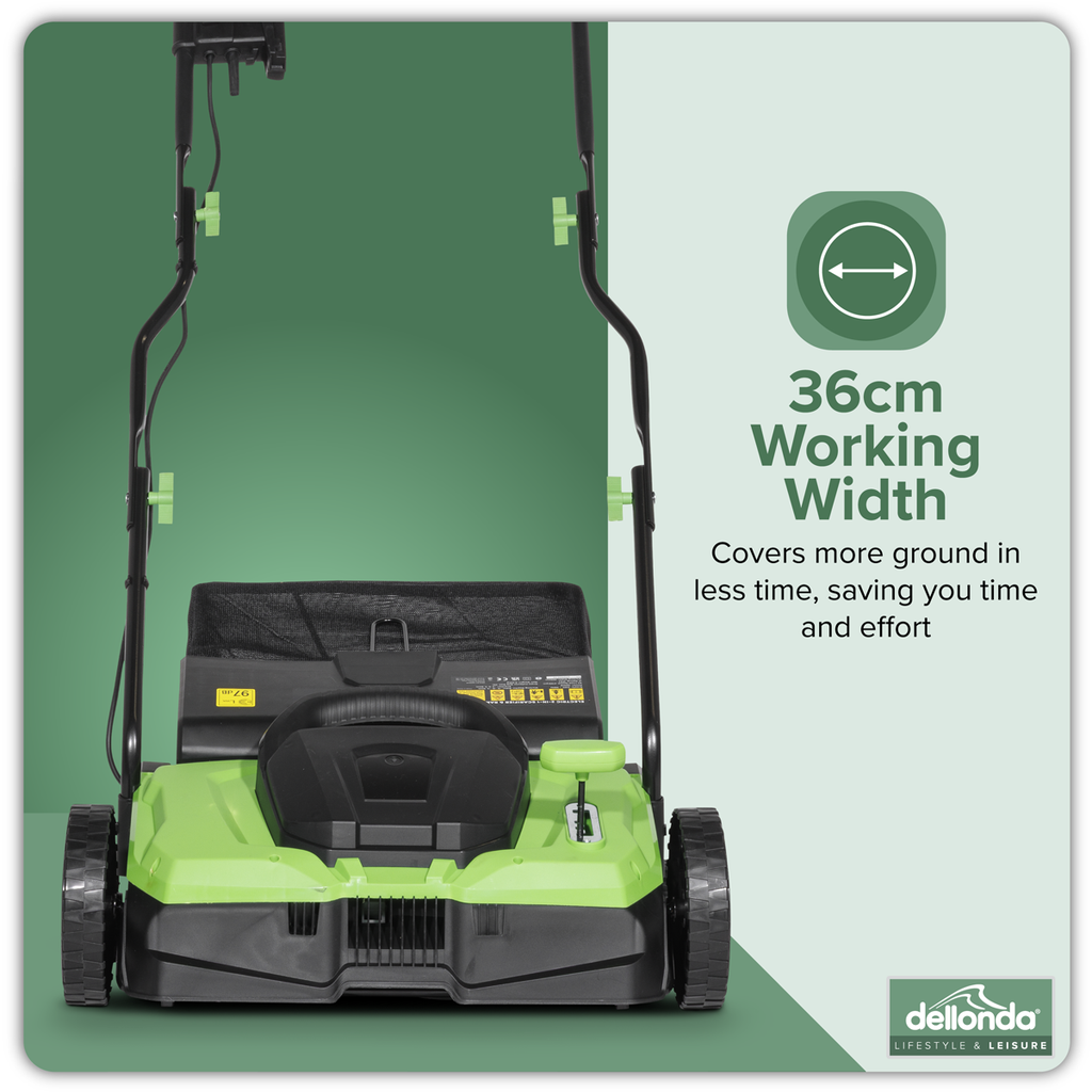 Dellonda Electric 2-in-1 Scarifier & Rake 36cm, 1500W (DG216)