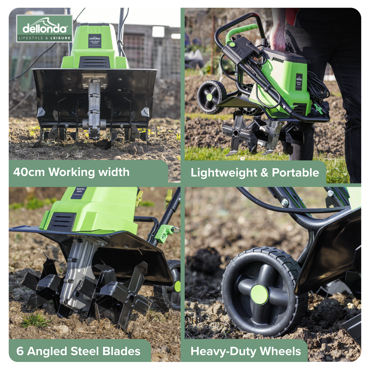Dellonda Electric Tiller Cultivator 40cm 1500W