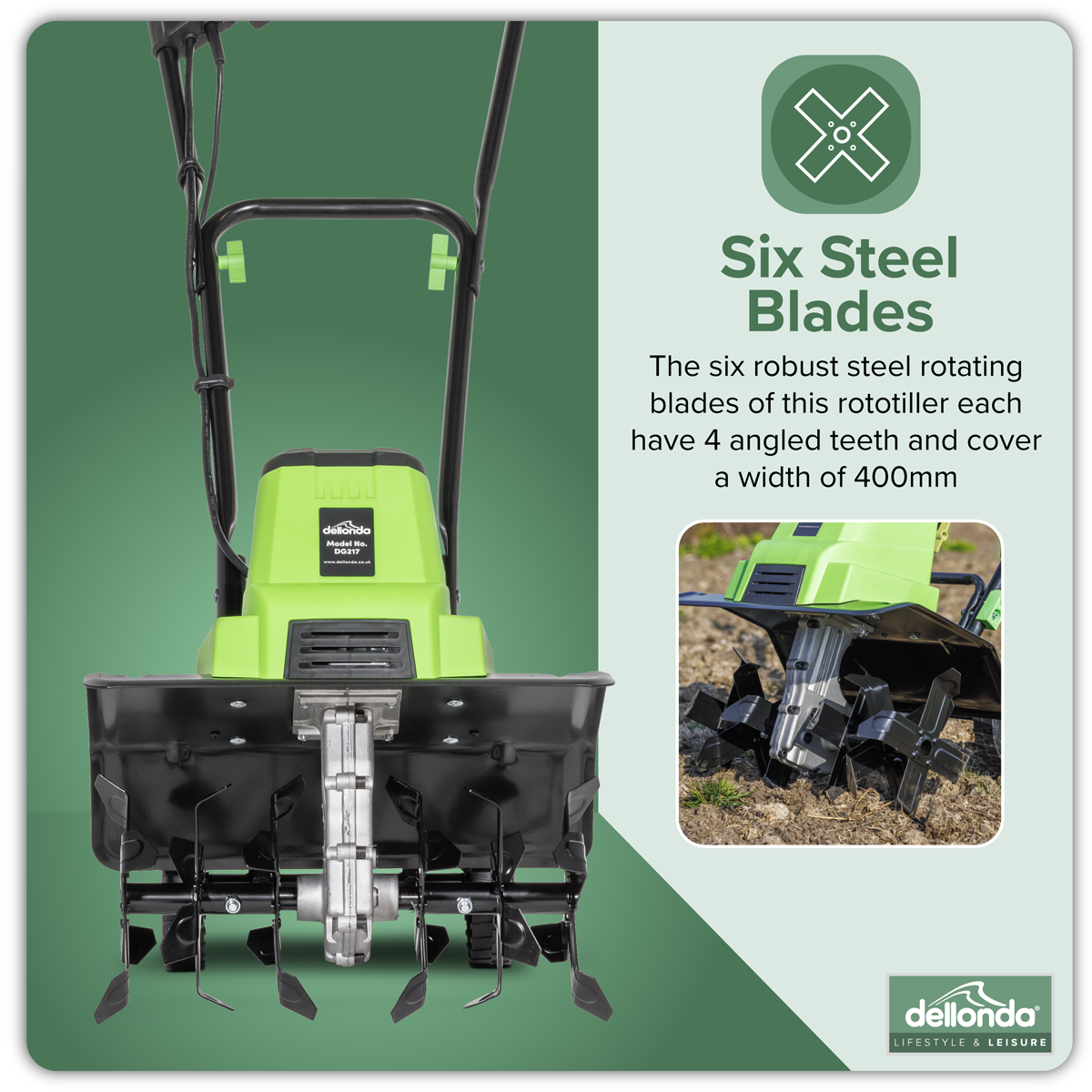 Dellonda Electric Tiller Cultivator 40cm 1500W